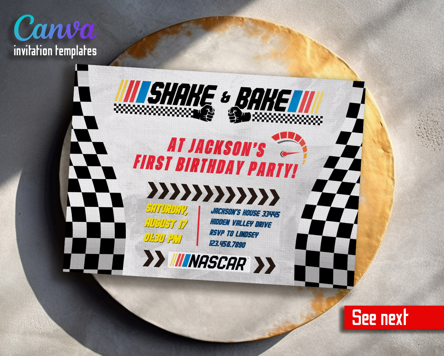 Nascar Ricky Bobby  customizable invitation template | Share or Print | boy | ME620