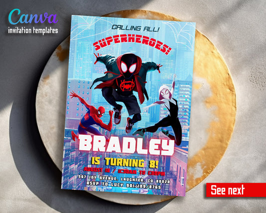 Spider Man Across the Spider-Verse customizable invitation template | Share or Print | boy | IC210