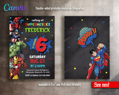 Avengers Marvel Superhero customizable invitation template | Share or Print | boy | AA470