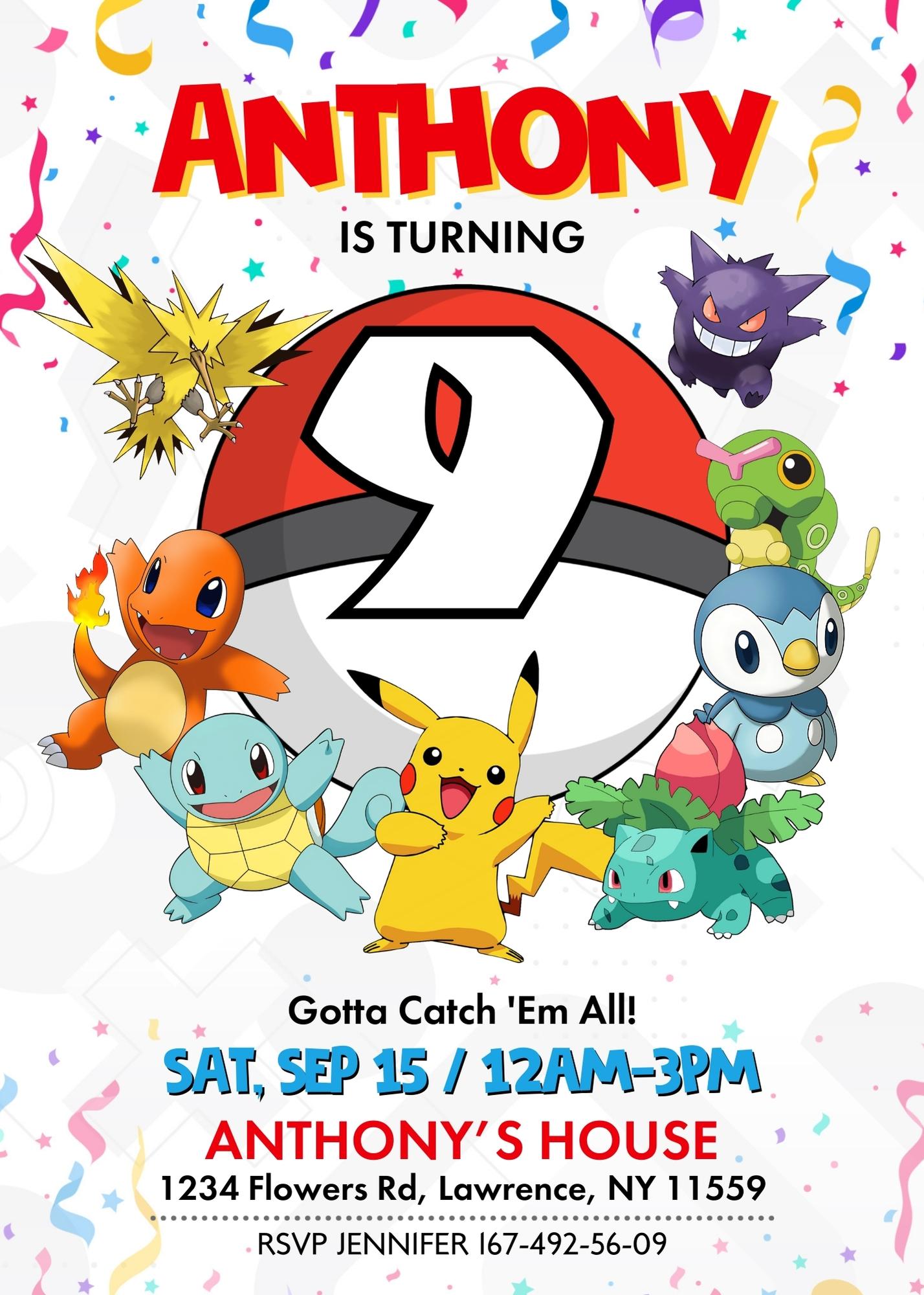 Pokemon customizable invite template | instant download | Share or Print | TQ207