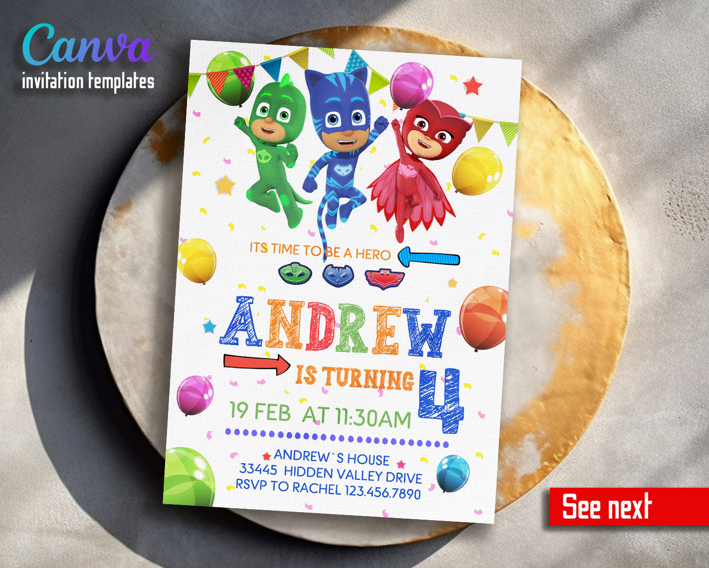 PJ Masks customizable invitation template | Share or Print | | IW473