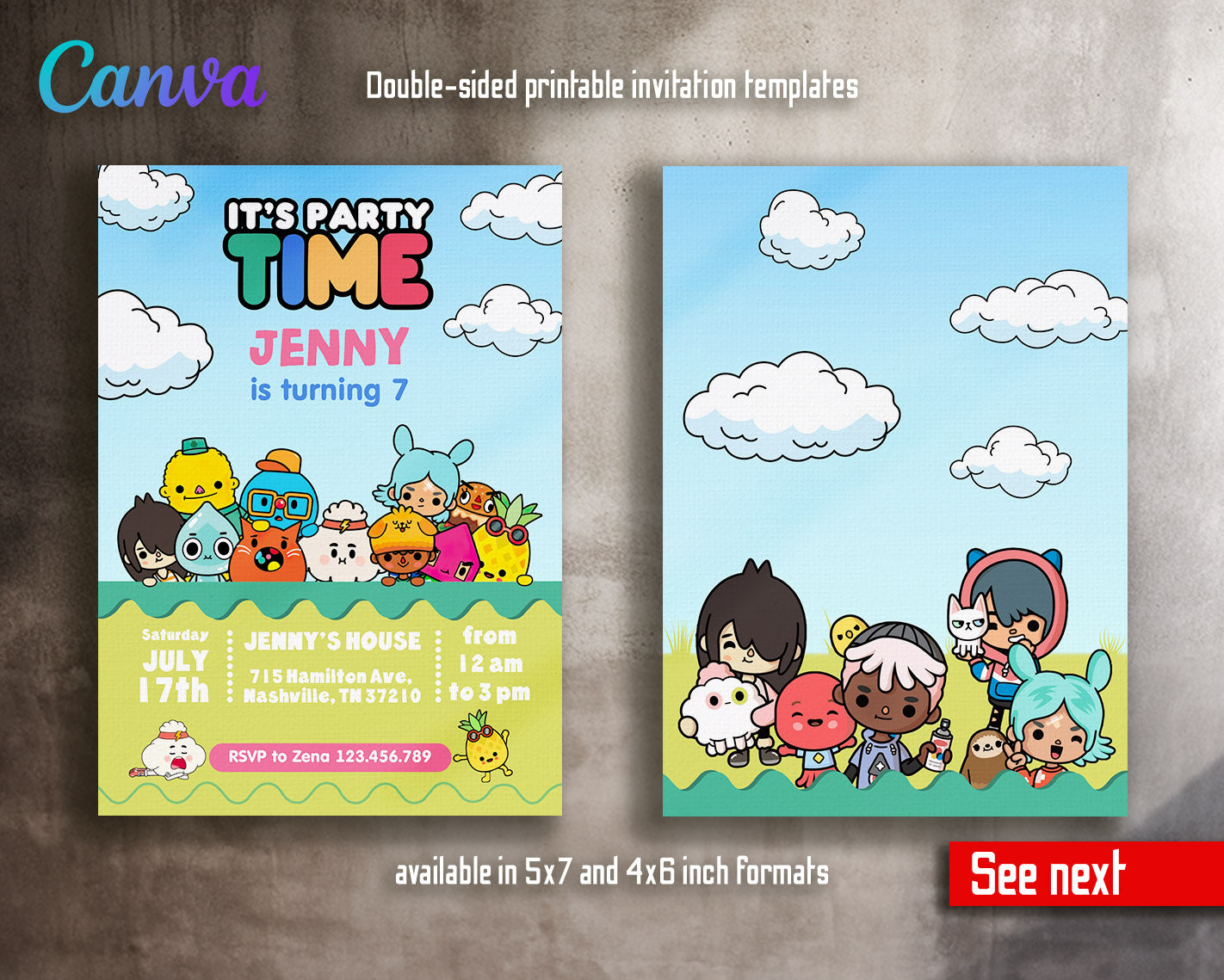 Toca Boca World Gamer customizable invitation template | Share or Print |  | YC869