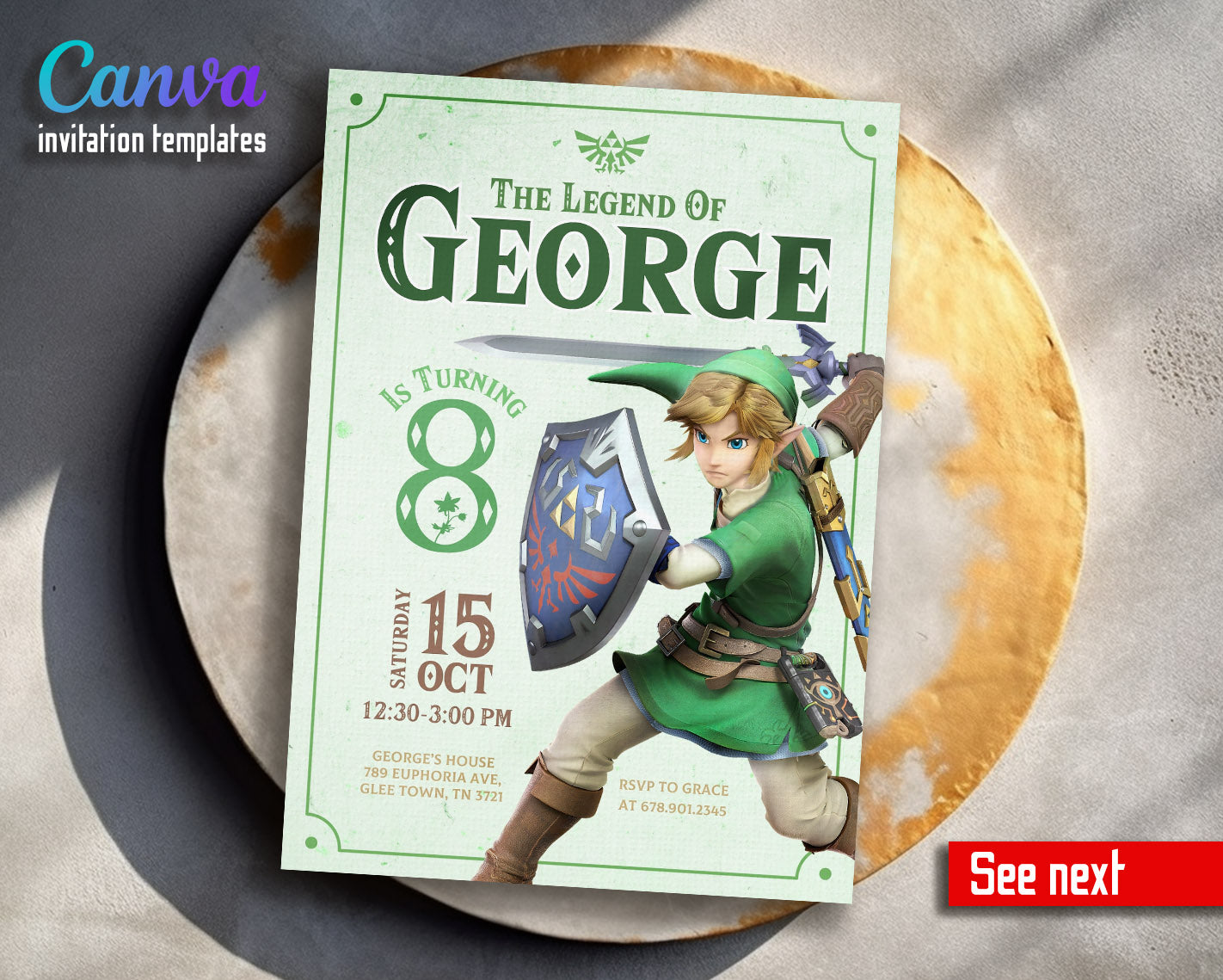 Legend of Zelda customizable invitation template | Share or Print |  | MM050