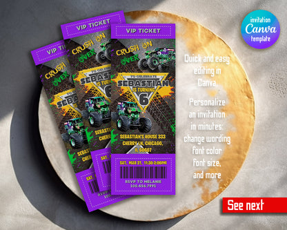 Monster Jam  Monster Truck customizable invitation template | Share or Print | boy | QF172