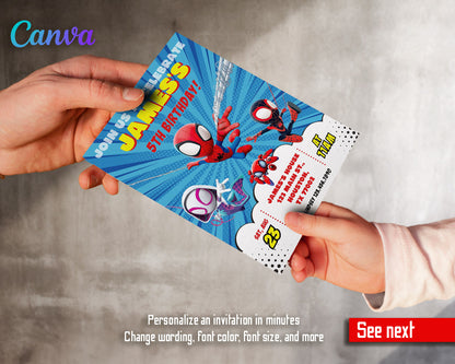 Spidey and His Amazing Friends customizable invitation template | Share or Print | boy | WX211