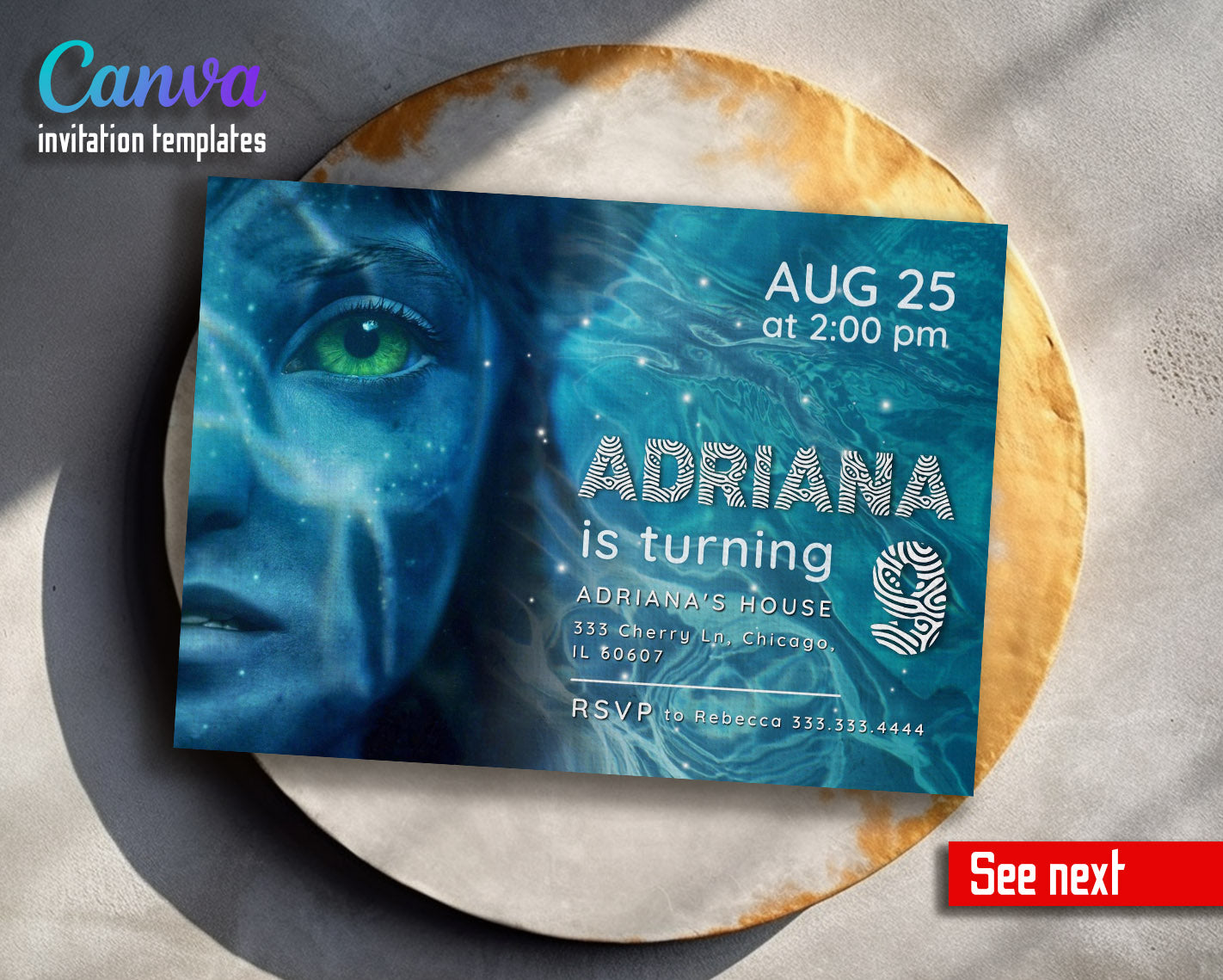 Avatar The Way of Water customizable invitation template | Share or Print |  | LL844