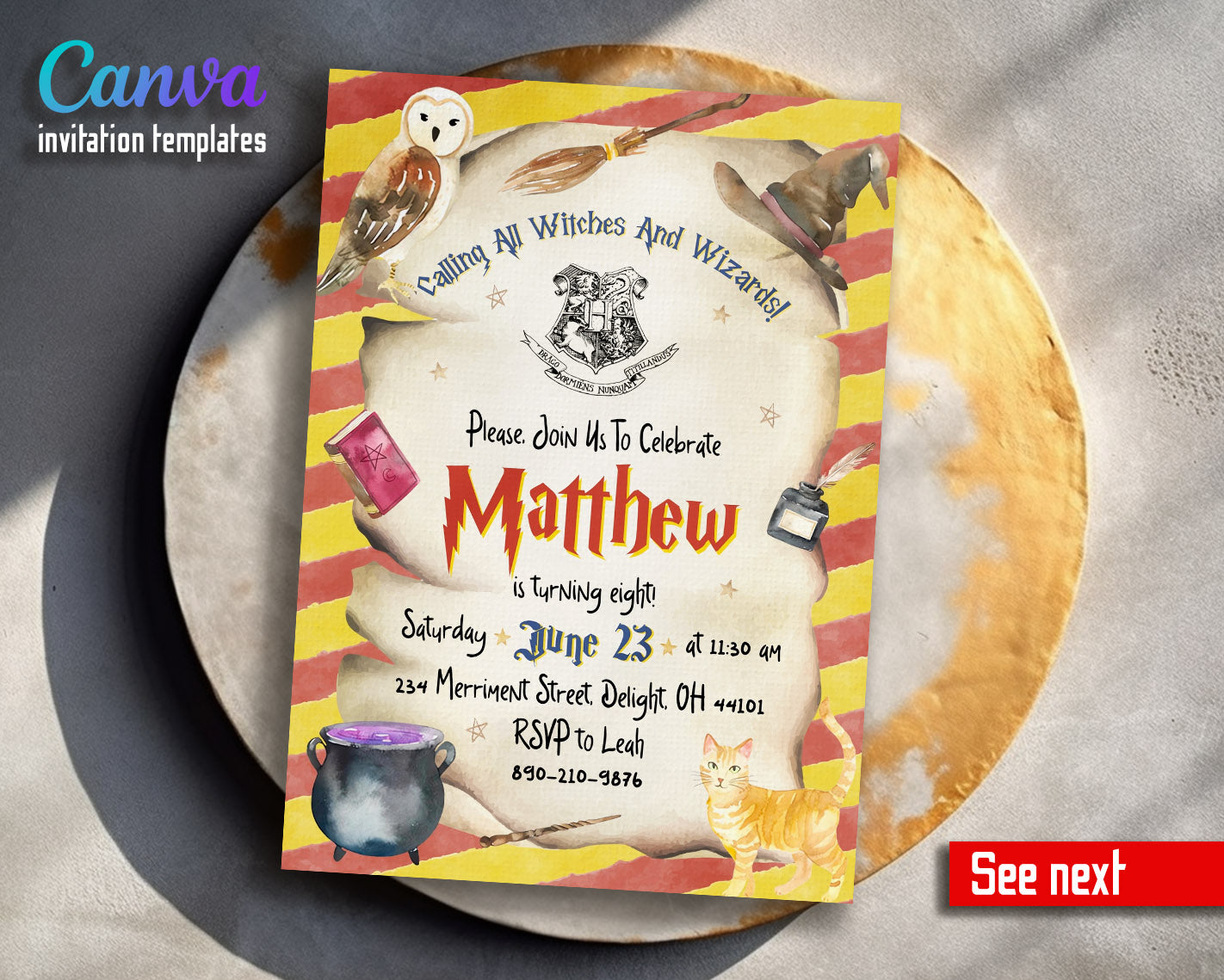 Harry Potter  customizable invitation template | Share or Print |  | GX787