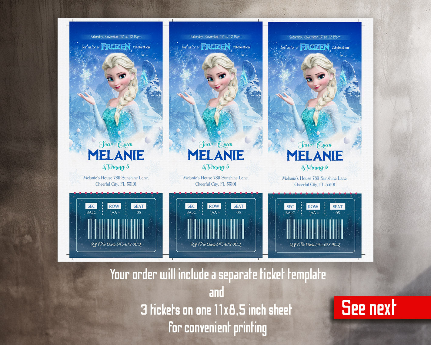 Frozen Elsa customizable invitation template | Share or Print | girl | SK652