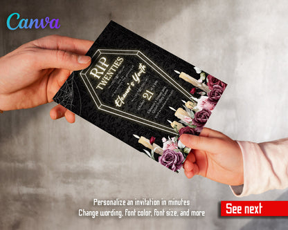 Rip Twenties Birthday customizable invitation template | Share or Print |  | MC151