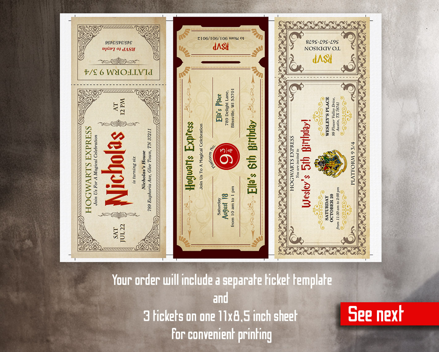 Harry Potter Hogwarts customizable invitation template | Share or Print |  | VM449