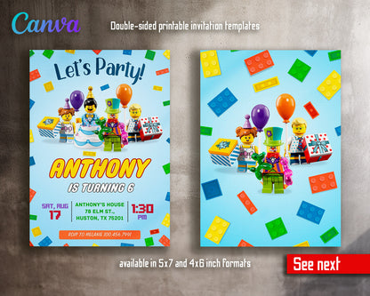 Lego Minifigures  customizable invitation template | Share or Print |  | WX834