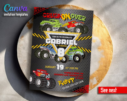 Monster Jam Monster Truck customizable invitation template | Share or Print | boy | XU889