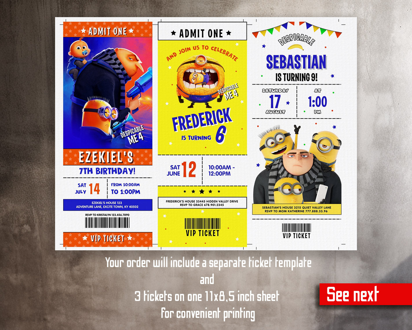 Despicable Me Minions customizable invitation template | Share or Print |  | GL790