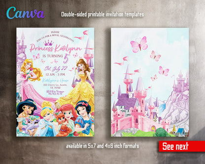 Disney Princess  customizable invitation template | Share or Print | girl | PA173