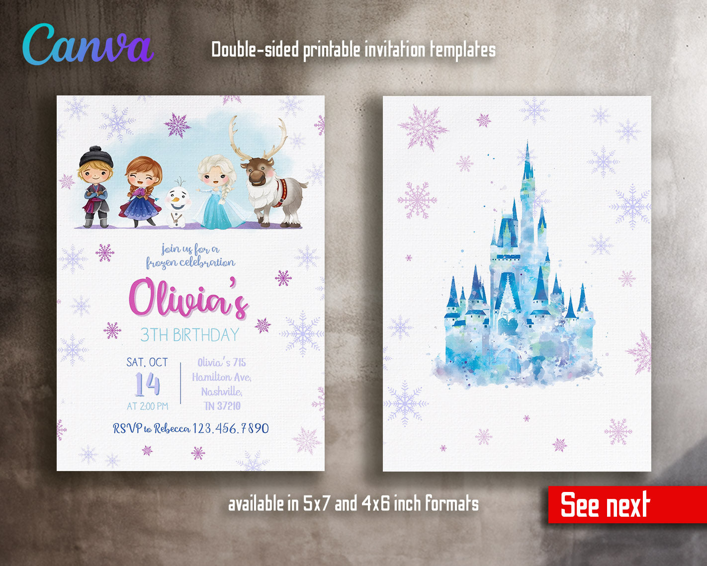 Frozen Elsa  customizable invitation template | Share or Print | girl | OT853