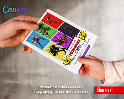 Avengers Marvel Superhero  customizable invitation template | Share or Print | boy | EW971