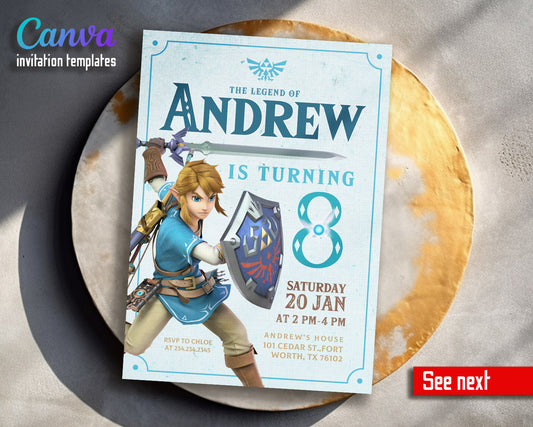 Legend of Zelda  customizable invitation template | Share or Print |  | NO226