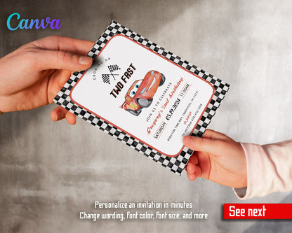 Cars Lightning Mcqueen Two customizable invitation template | Share or Print | boy | DG262