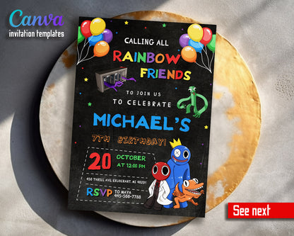 Rainbow Friends  customizable invitation template | Share or Print |  | XE764