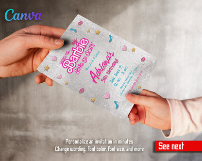 Barbie Pink  customizable invitation template | Share or Print | girl | IJ944