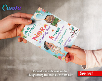 Moana Princess  customizable invitation template | Share or Print | girl | KN544