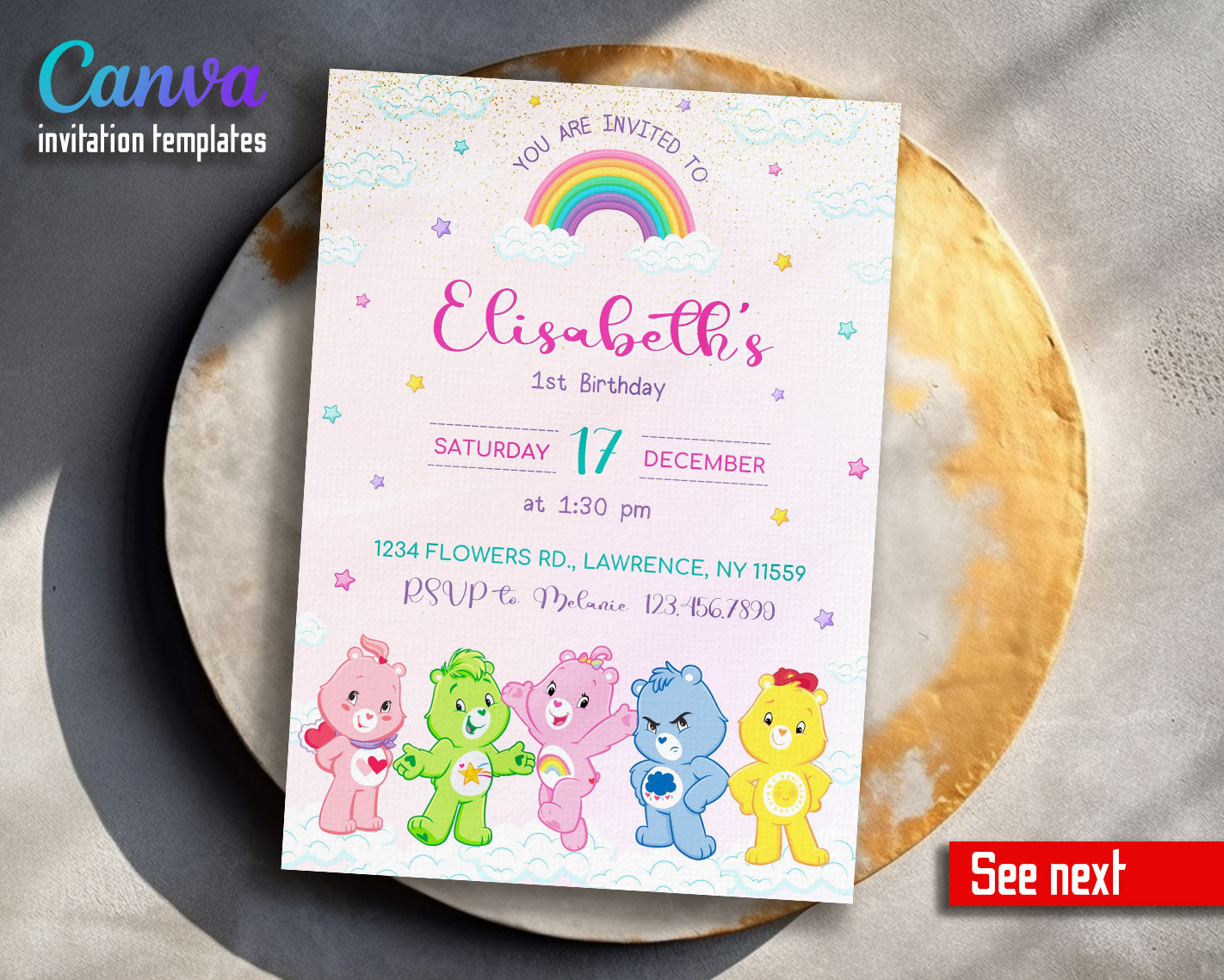 Care Bears  customizable invitation template | Share or Print |  | UM447