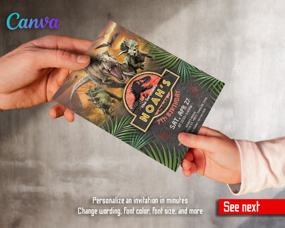 Jurassic Park Dinosaur customizable invitation template | Share or Print |  | XH418