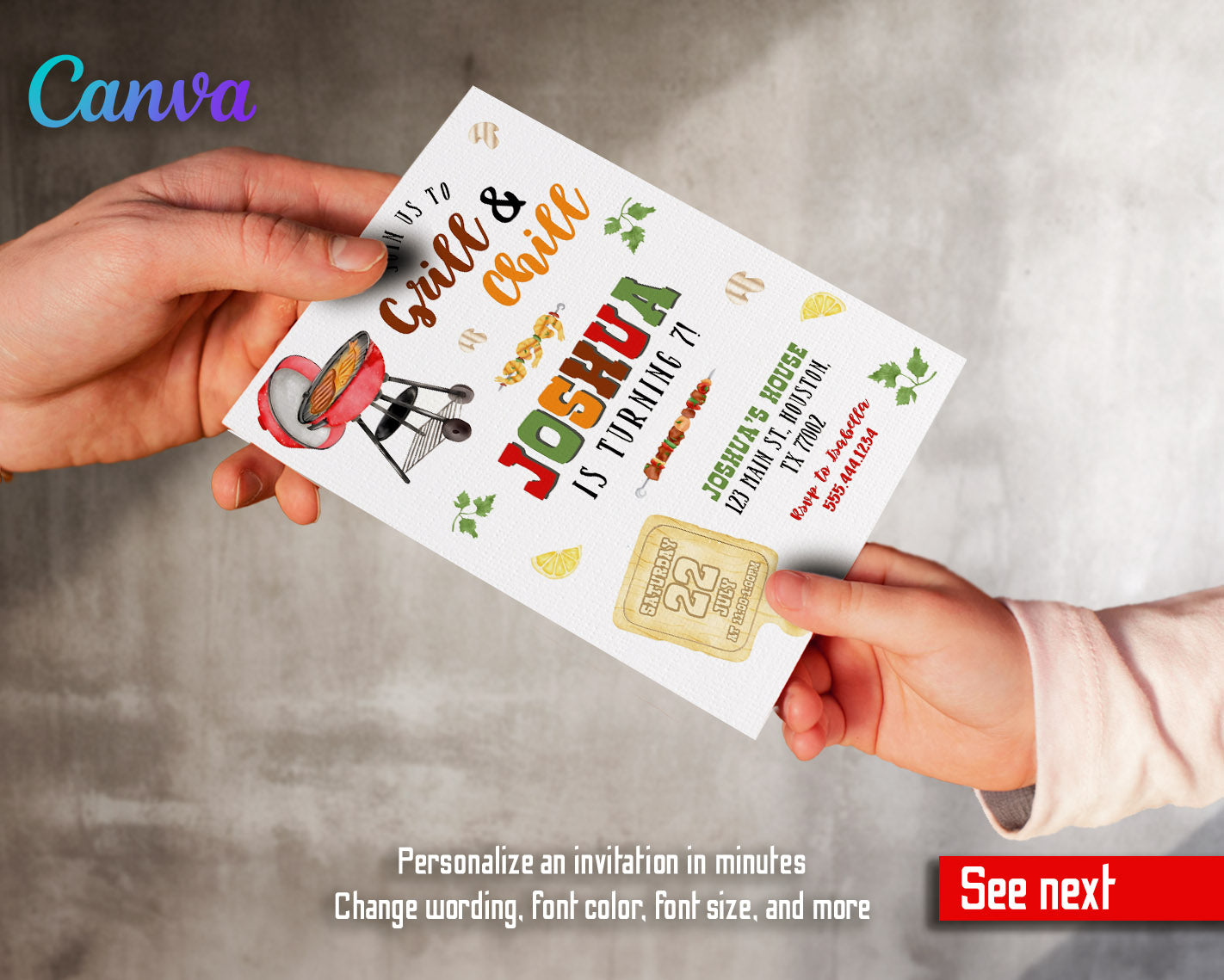 Grill Chill Bbq customizable invitation template | Share or Print |  | GU833