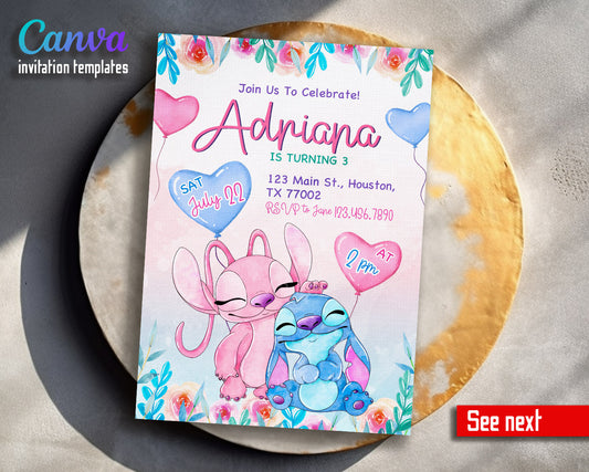 Lilo & Stitch Angel customizable invitation template | Share or Print | girl | GK589