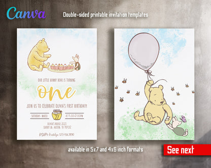 Winnie the Pooh  customizable invitation template | Share or Print |  | IA620