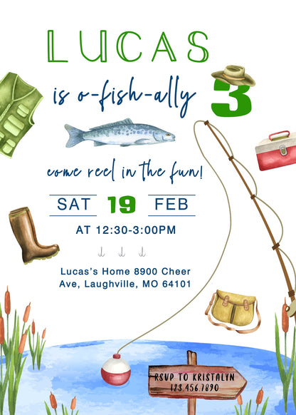 Fishing O-Fish-Ally customizable invitation template | Share or Print |  | LA825