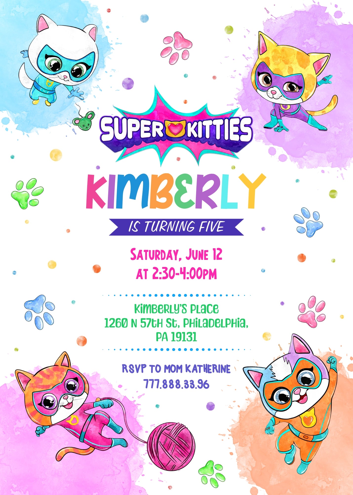 SuperKitties  customizable invitation template | Share or Print |  | XE863