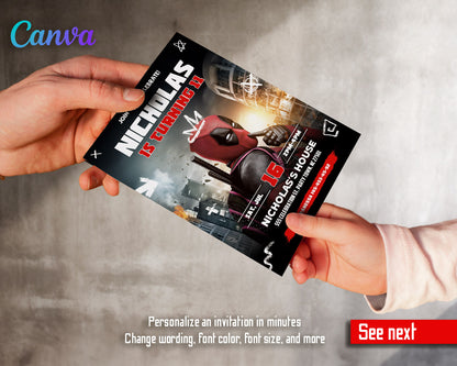 Deadpool Marvel  customizable invitation template | Share or Print | boy | XH594