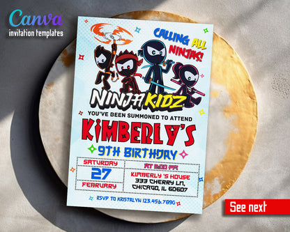 Ninja Kidz TV customizable invitation template | Share or Print |  | CI099