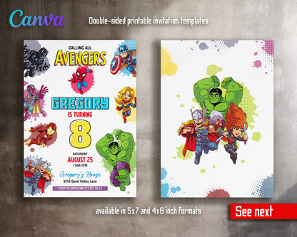 Avengers Marvel Superhero  customizable invitation template | Share or Print | boy | FA876