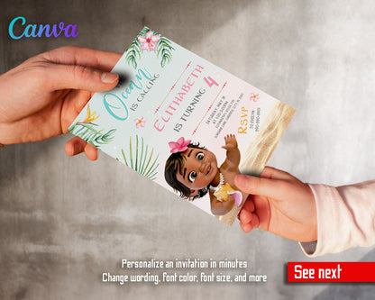 Moana Princess  customizable invitation template | Share or Print | girl | CP761