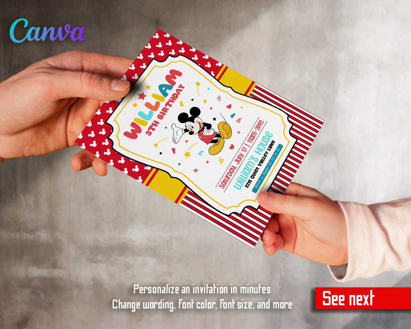 Mickey Mouse Clubhouse customizable invitation template | Share or Print |  | RH825