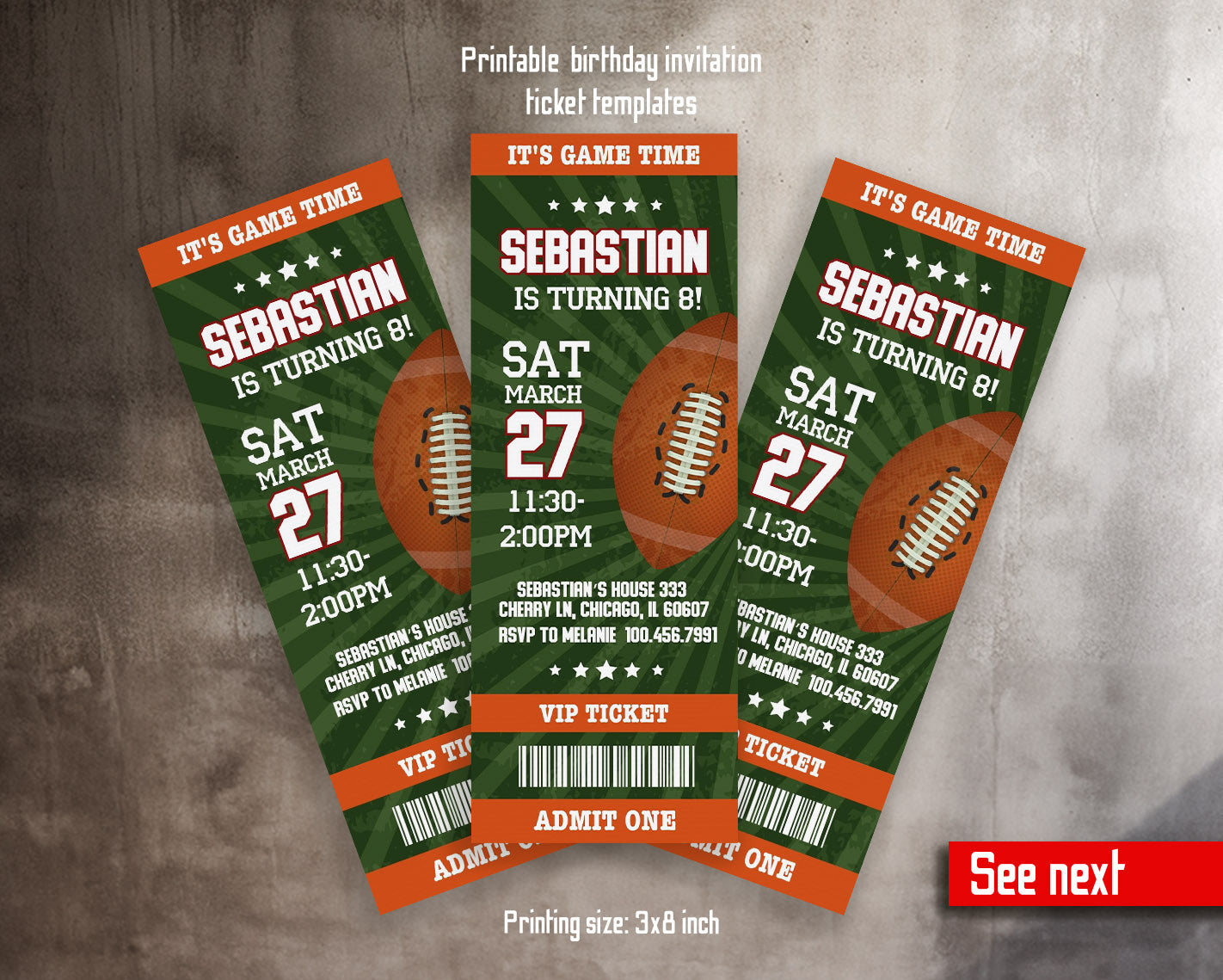 American Football NFL Super Bowl customizable invitation template | Share or Print | boy | YL646