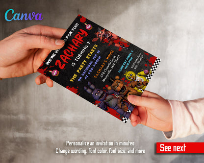 Five Nights at Freddy's customizable invitation template | Share or Print |  | FT834