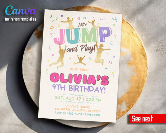 Trampoline Jump Party  customizable invitation template | Share or Print |  | ZE761