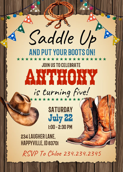 Cowboy Rodeo customizable invitation template | Share or Print | boy | GK929