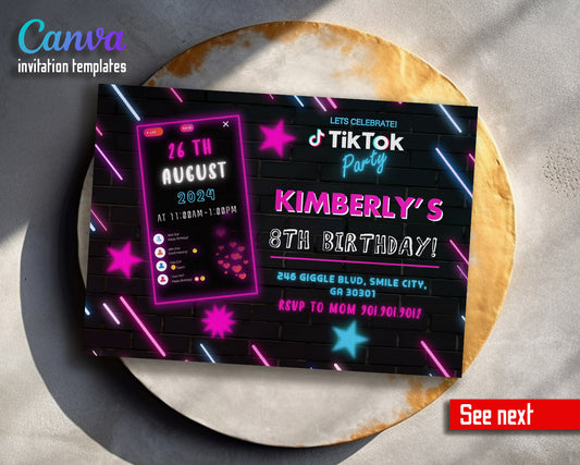 Tik Tok Party customizable invitation template | Share or Print |  | VV743