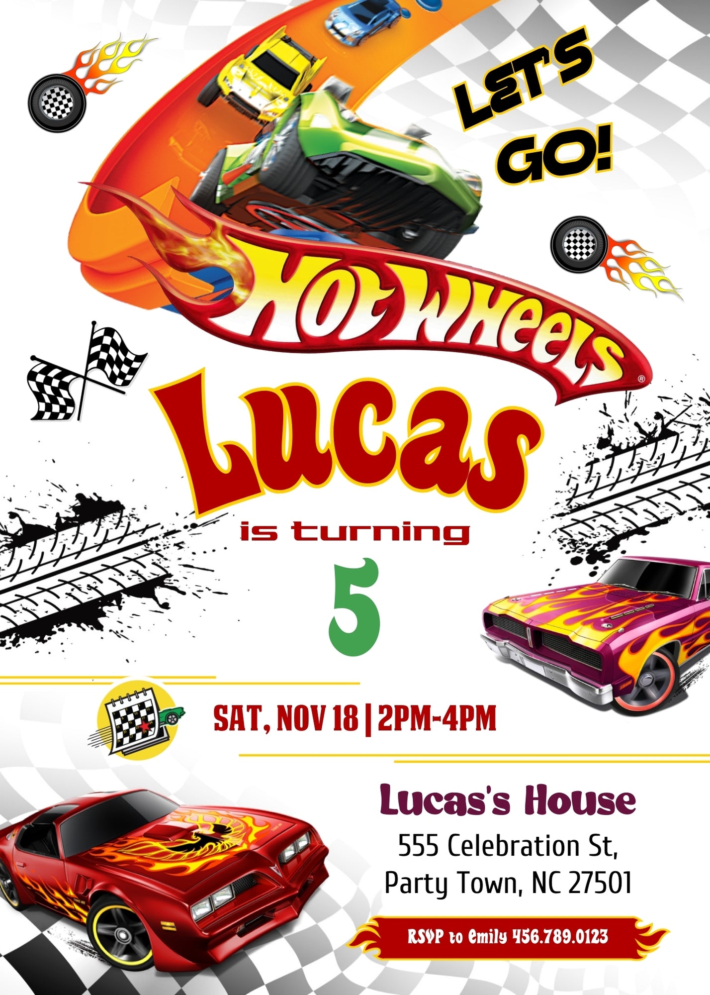 Hot Wheels Racing customizable invitation template | Share or Print | boy | LK759