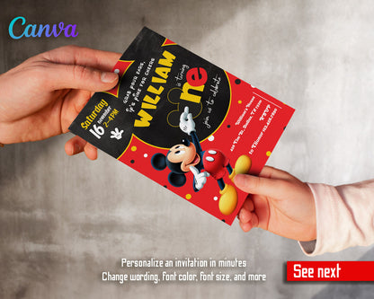 Mickey Mouse 1st Birthday customizable invitation template | Share or Print |  | OG108