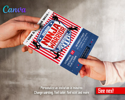 American Ninja Warrior customizable invitation template | Share or Print |  | DM989