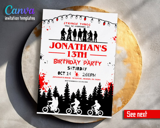 Stranger Things customizable invitation template | Share or Print |  | VB958