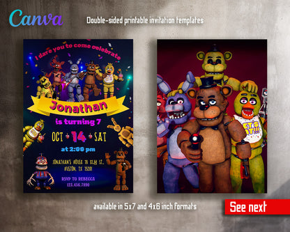 Five Nights at Freddy's customizable invitation template | Share or Print |  | FN338