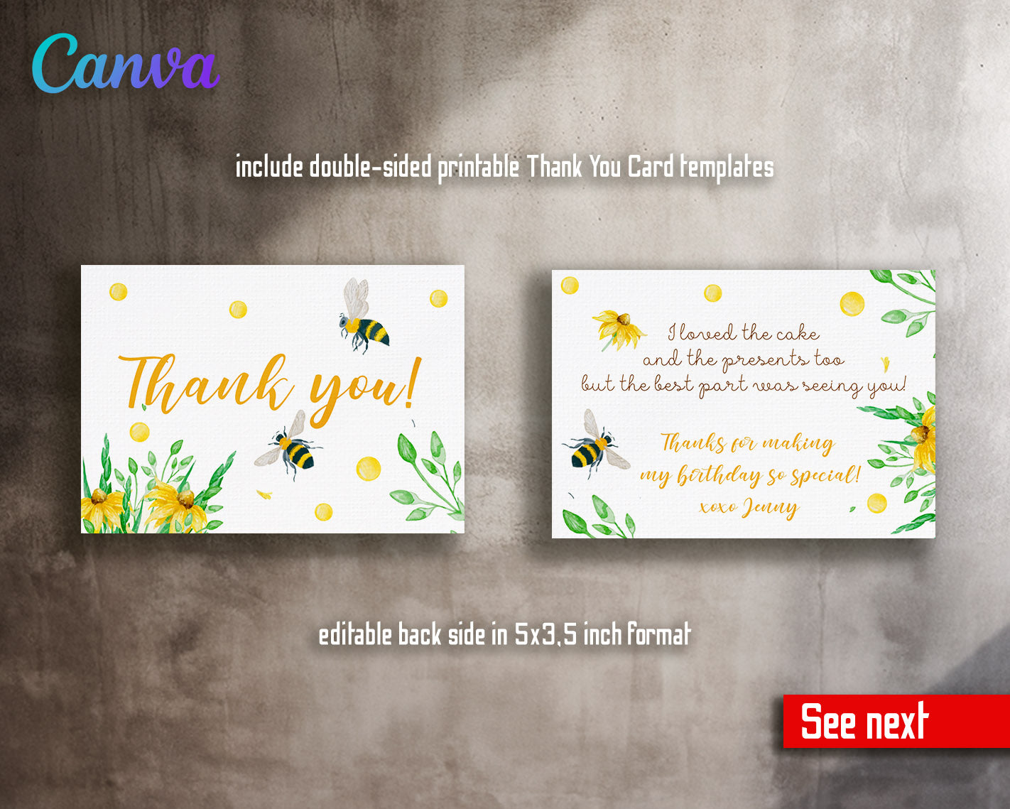 1st Bee Day Party customizable invitation template | Share or Print |  | NI318