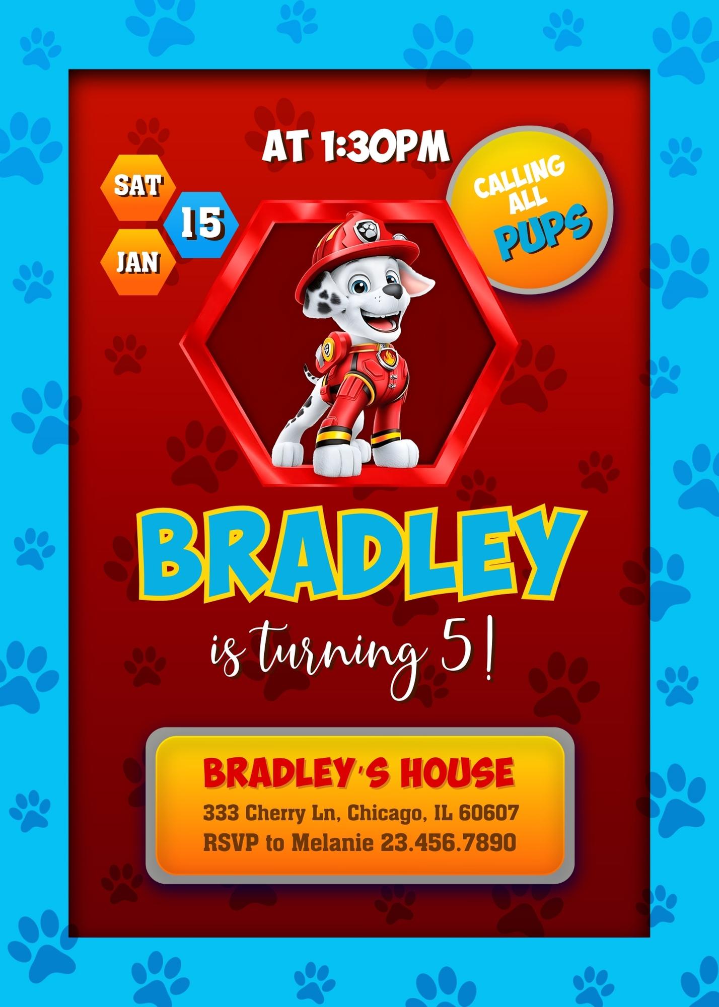 Paw Patrol customizable invite template | instant download | Share or Print | EU145