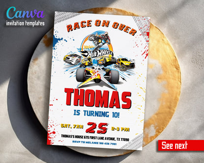 Hot Wheels Racing  customizable invitation template | Share or Print | boy | WI682